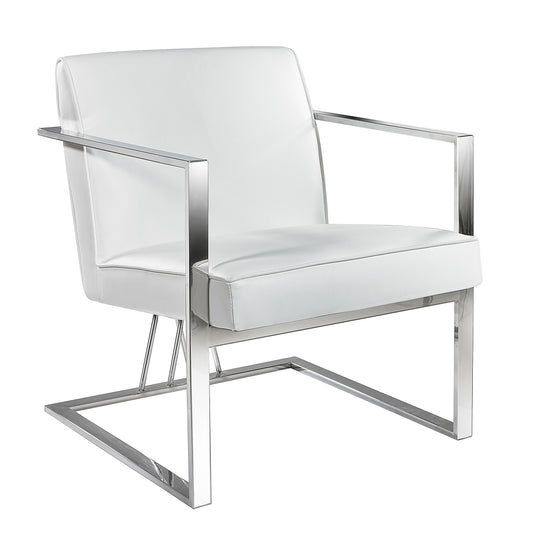 Fairmont White Faux Leather Accent Chair – Sturdy Steel Frame