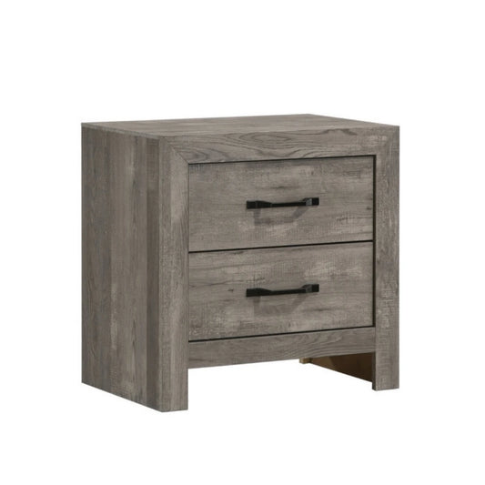 Gray wooden nightstand with two drawers