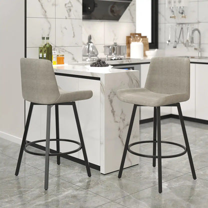 Fern 26 Swivel Counter Stools with Black Metal Frame - Set of 2