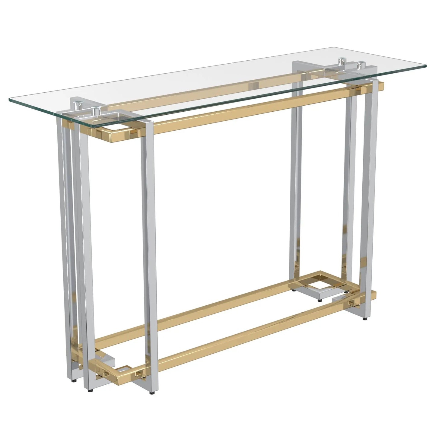 Florina Glass Console Table – Modern Silver & Gold Design