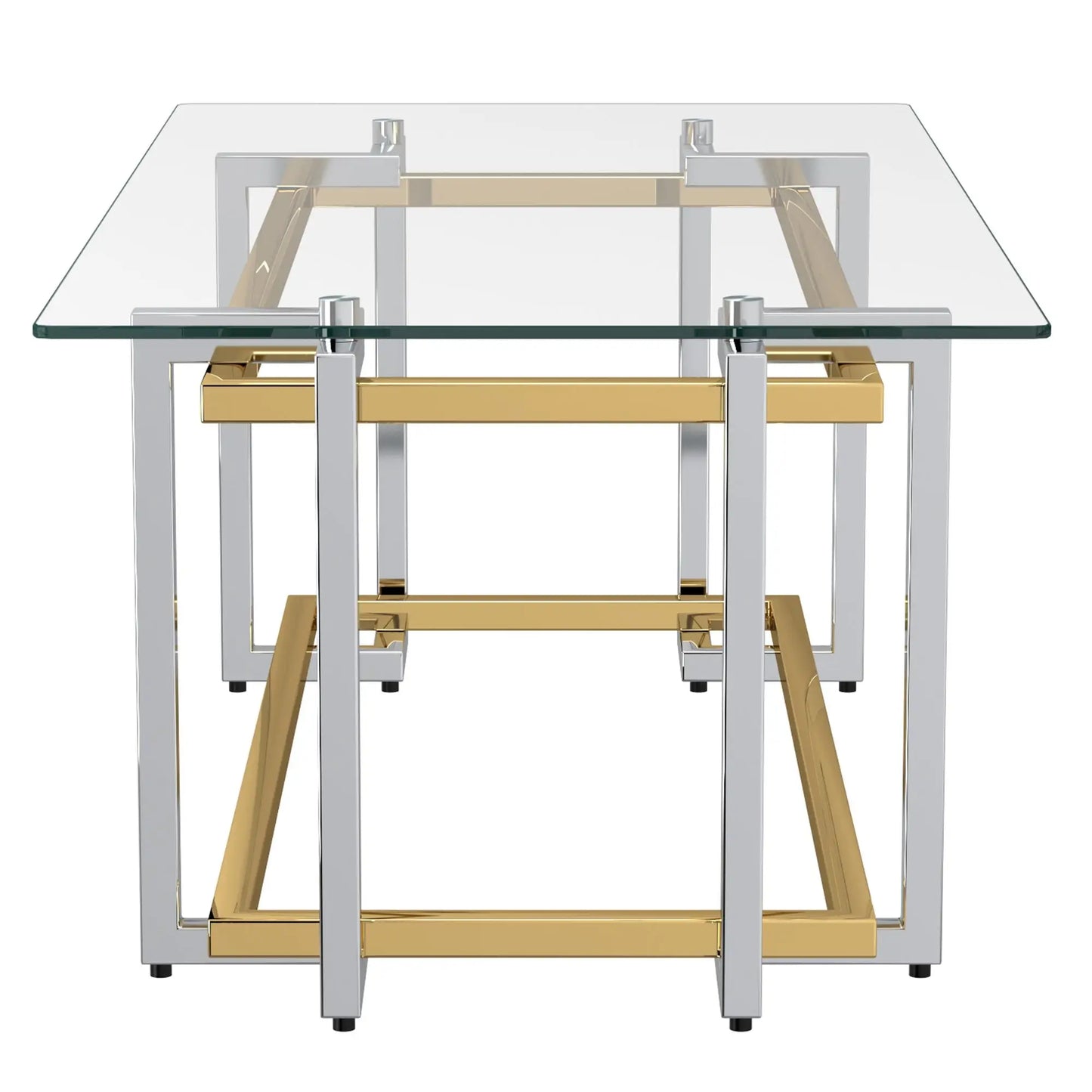 Florina Modern Glass Coffee Table in Silver & Gold