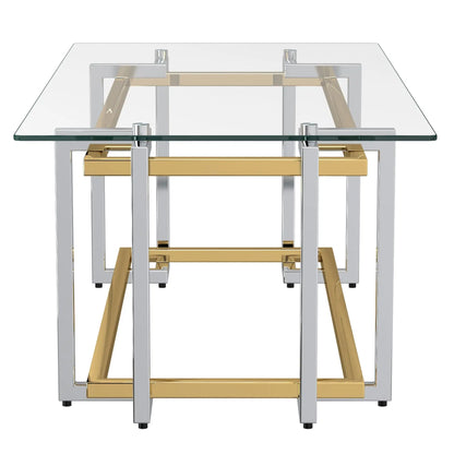 Florina Modern Glass Coffee Table in Silver & Gold