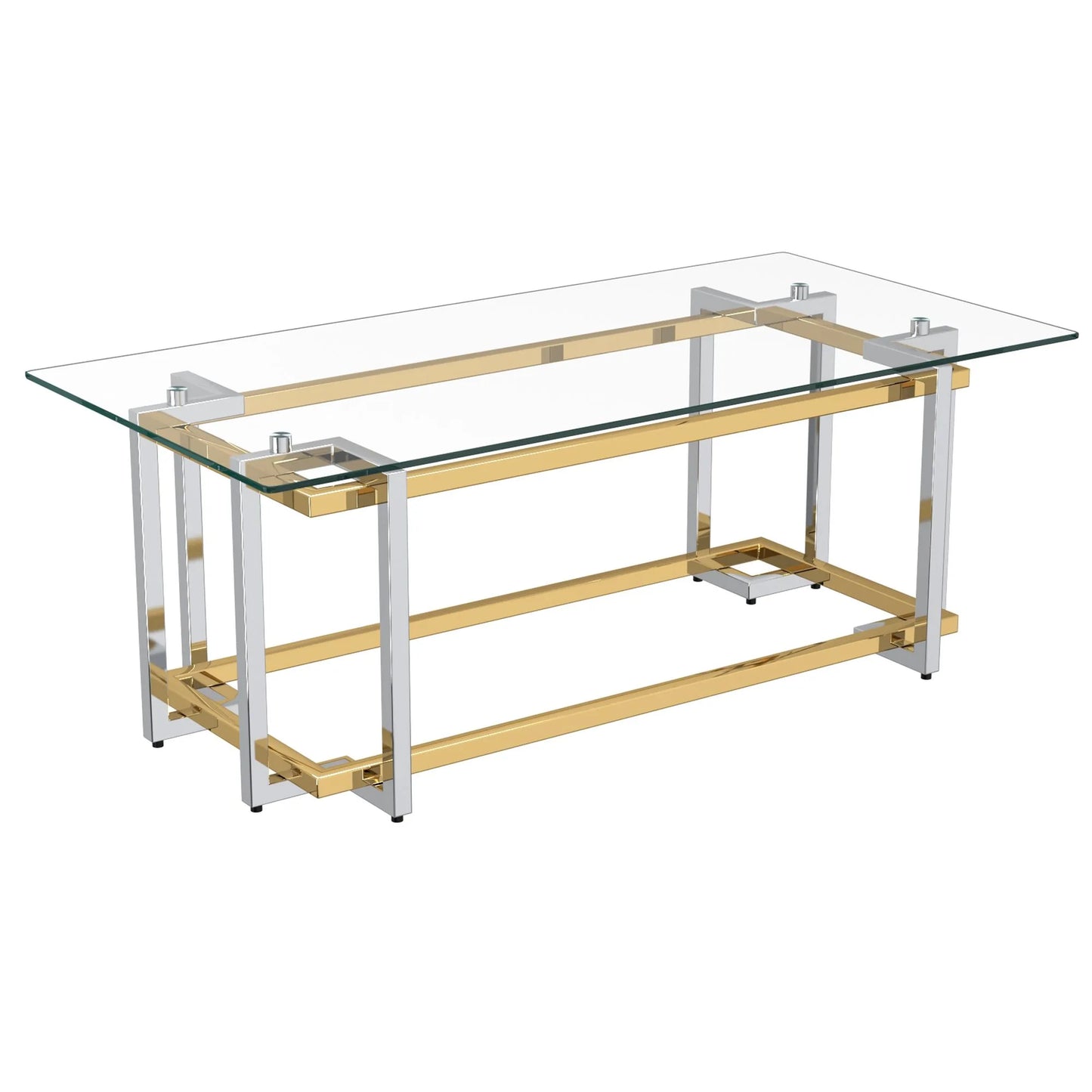 Florina Modern Glass Coffee Table in Silver & Gold