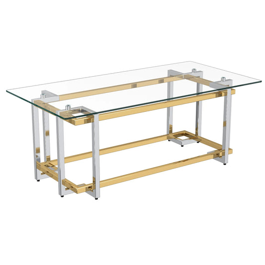 Florina Modern Glass Coffee Table in Silver & Gold