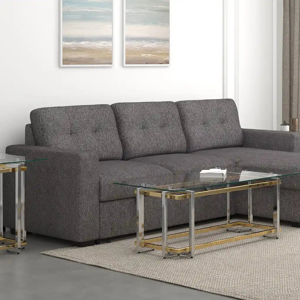 Florina Modern Glass Coffee Table in Silver & Gold