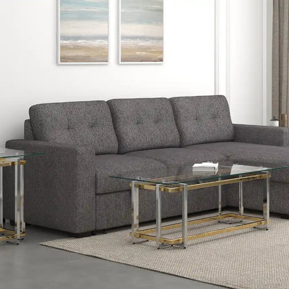 Florina Modern Glass Coffee Table in Silver & Gold