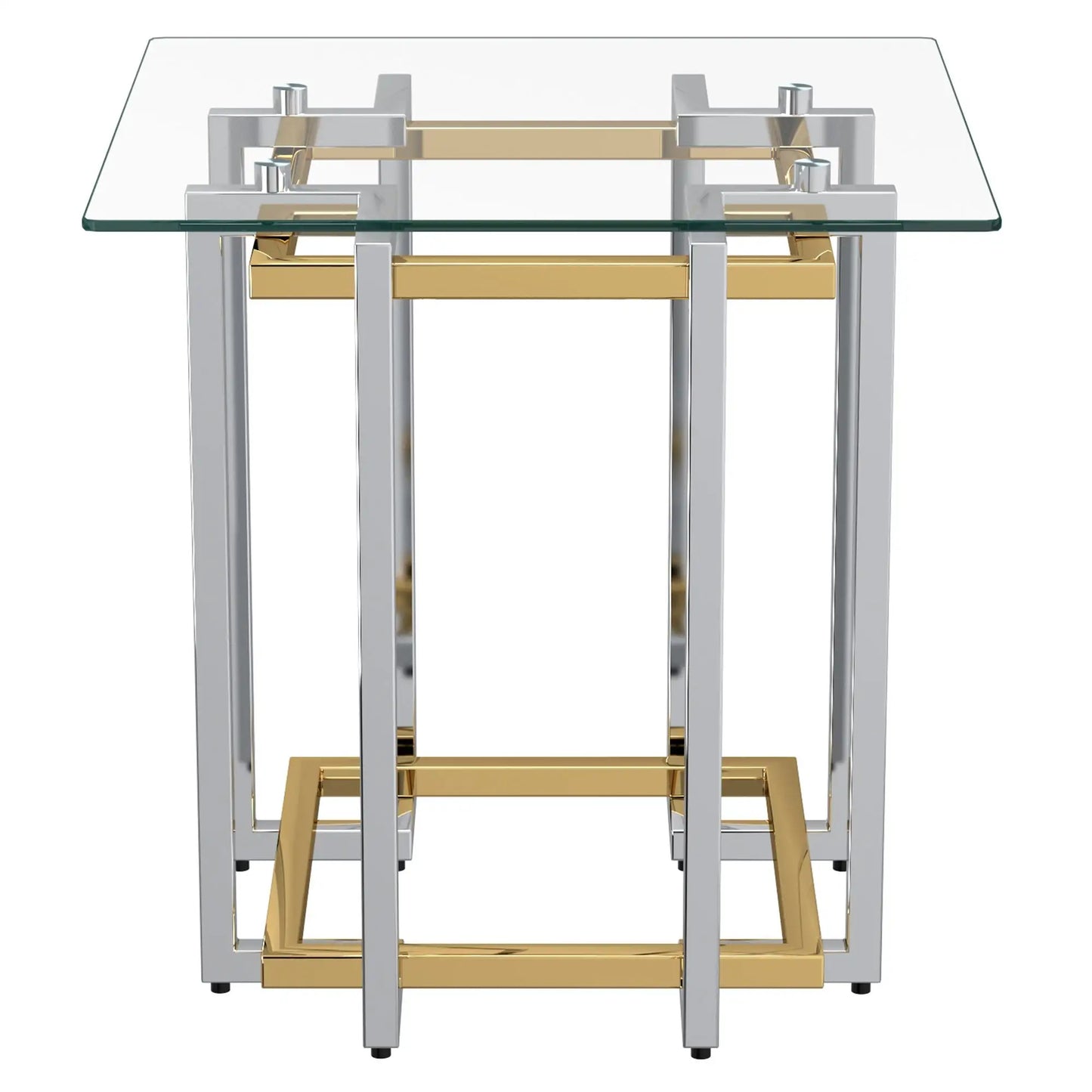 Florina Modern Glass Side Table in Silver & Gold