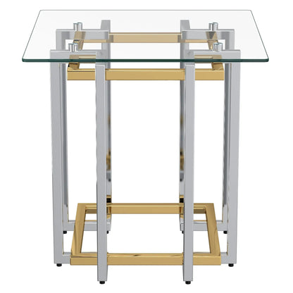 Florina Modern Glass Side Table in Silver & Gold