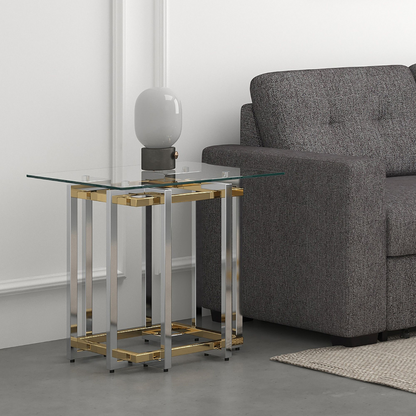 Florina Modern Glass Side Table in Silver & Gold