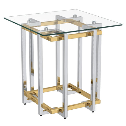 Florina Modern Glass Side Table in Silver & Gold