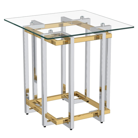 Florina Modern Glass Side Table in Silver & Gold