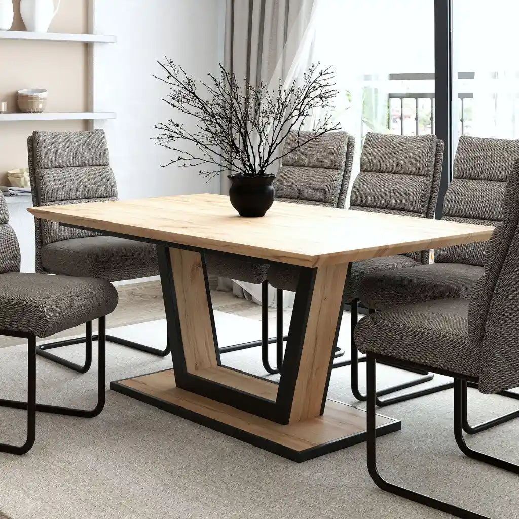 Forna Extendable Dining Table for 6 With Natural Wood Top