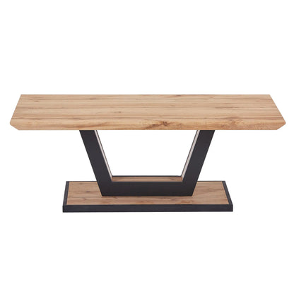 Forna Modern Wood Coffee Table with Black Metal Base