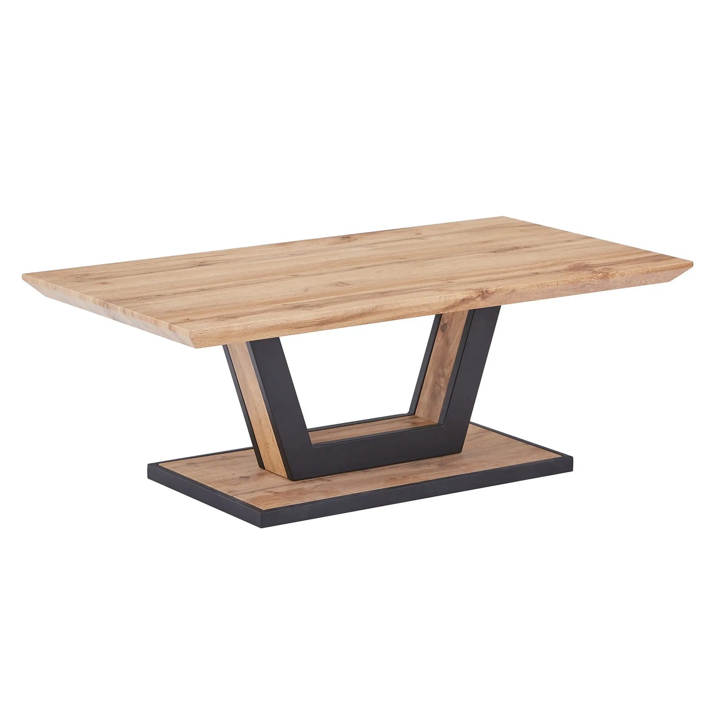 Forna Modern Wood Coffee Table with Black Metal Base