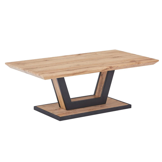 Forna Modern Wood Coffee Table with Black Metal Base