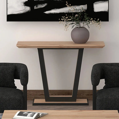 Forna Wood Console Table in Natural & Black For Entryway or Hallway