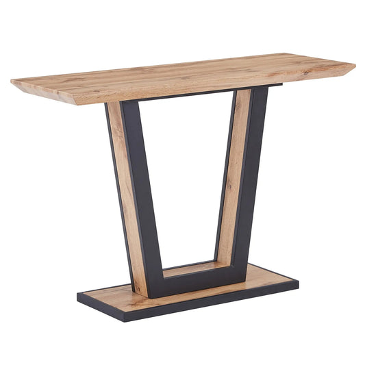 Forna Wood Console Table in Natural & Black For Entryway or Hallway