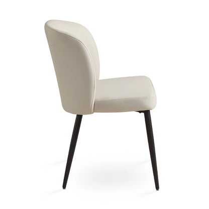 Fortina Leatherette Dining Chair – Taupe Seat with Black Metal Legs