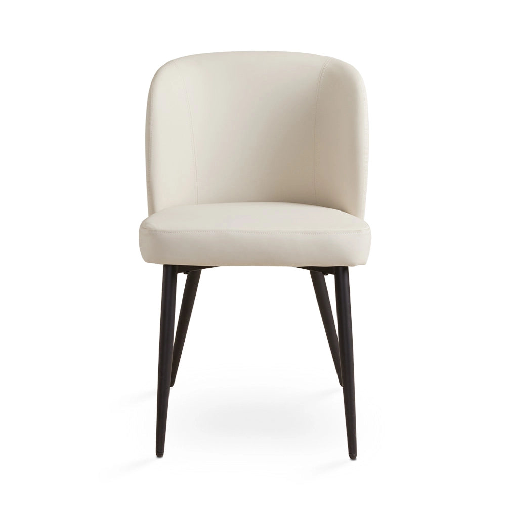 Fortina Leatherette Dining Chair – Taupe Seat with Black Metal Legs