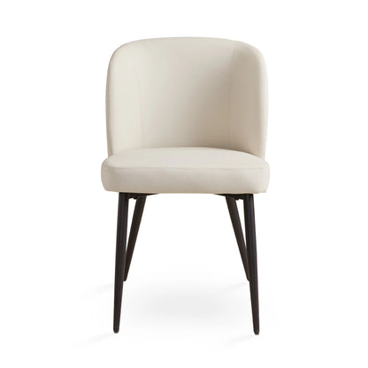 Fortina Leatherette Dining Chair – Taupe Seat with Black Metal Legs