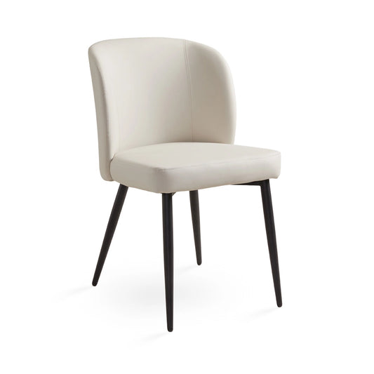 Fortina Leatherette Dining Chair – Taupe Seat with Black Metal Legs