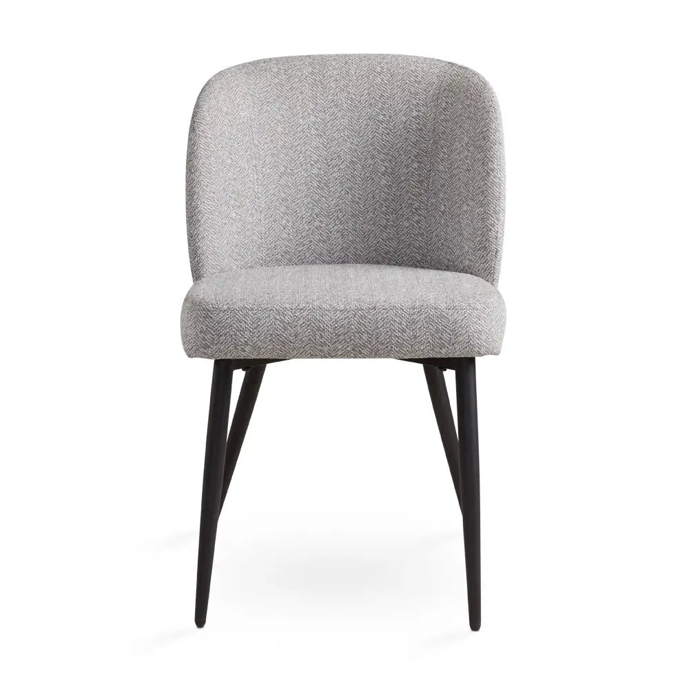 Fortina Linen Dining Chair – Ash Grey Upholstered Seat with Black Legs