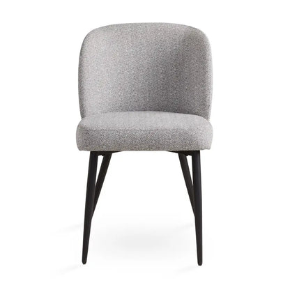Fortina Linen Dining Chair – Ash Grey Upholstered Seat with Black Legs