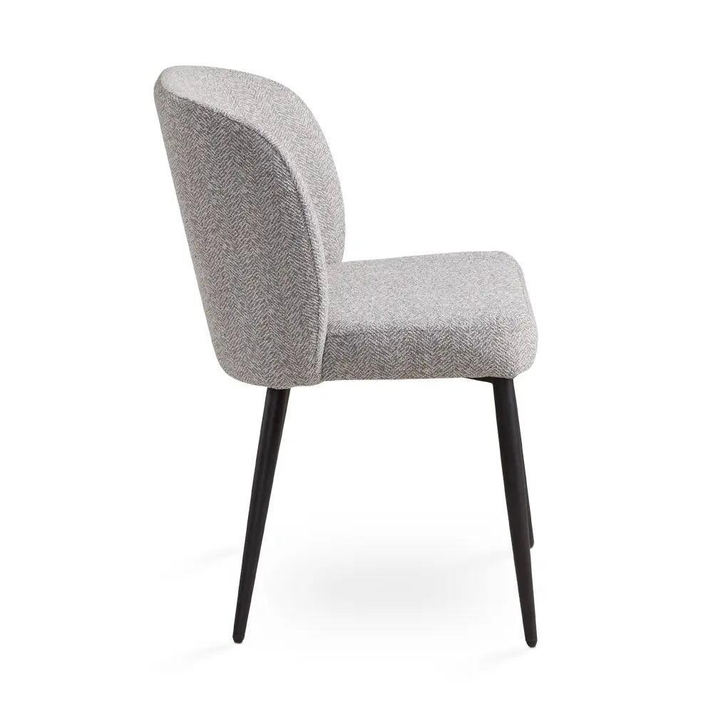 Fortina Linen Dining Chair – Ash Grey Upholstered Seat with Black Legs