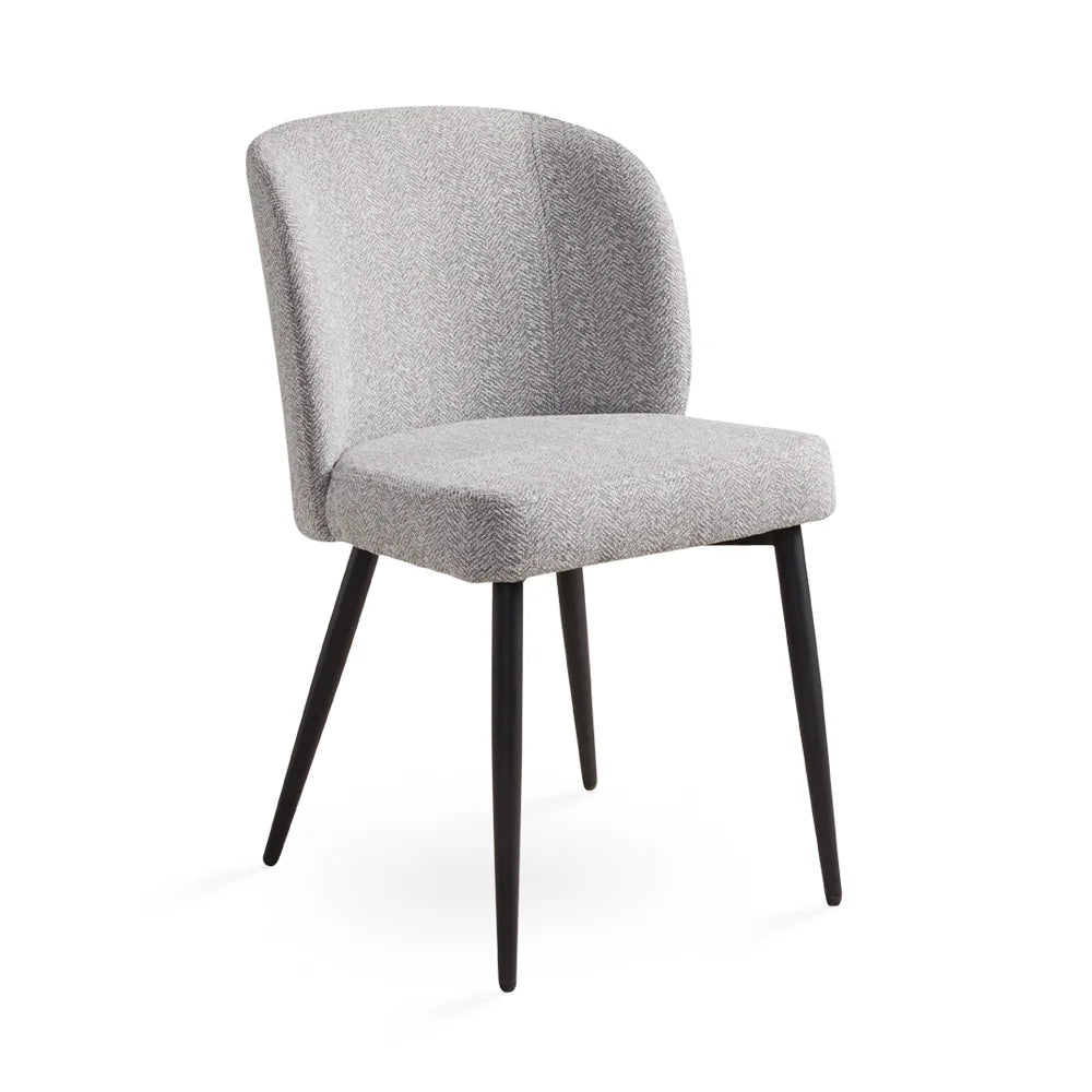 Fortina Linen Dining Chair – Ash Grey Upholstered Seat with Black Legs
