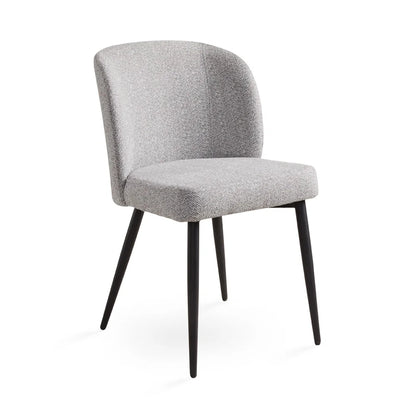 Fortina Linen Dining Chair – Ash Grey Upholstered Seat with Black Legs