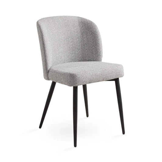Fortina Linen Dining Chair – Ash Grey Upholstered Seat with Black Legs