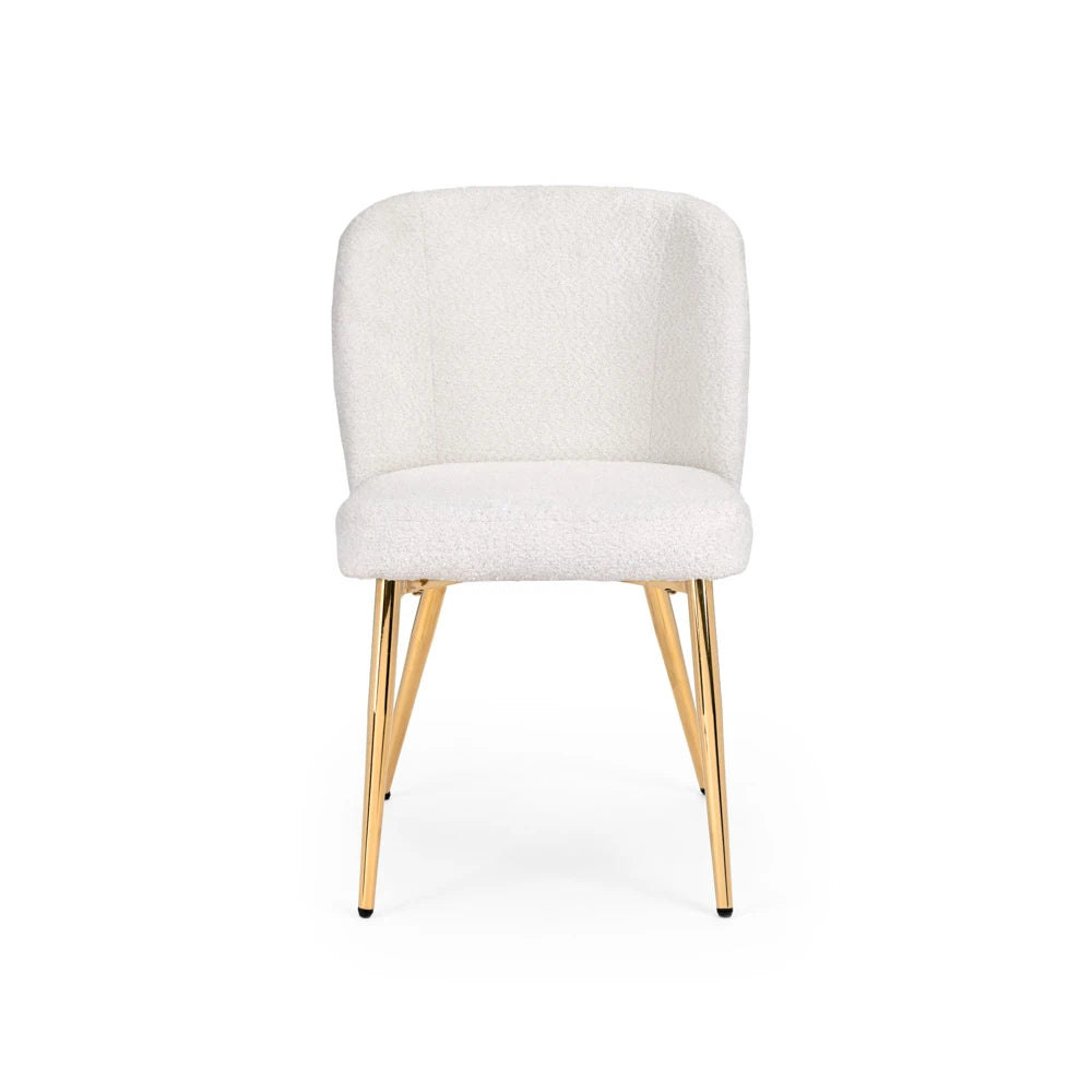 Fortina White Fabric Dining Room Chair with Gold Metal Legs