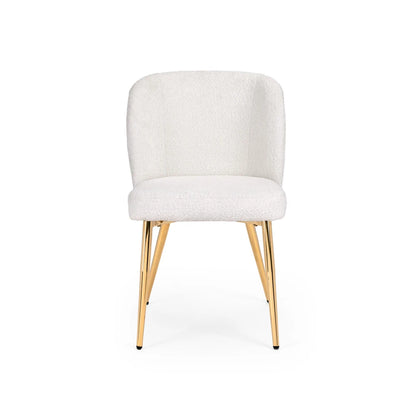 Fortina White Fabric Dining Room Chair with Gold Metal Legs