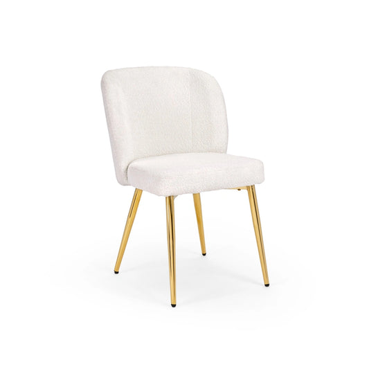 Fortina White Fabric Dining Room Chair with Gold Metal Legs