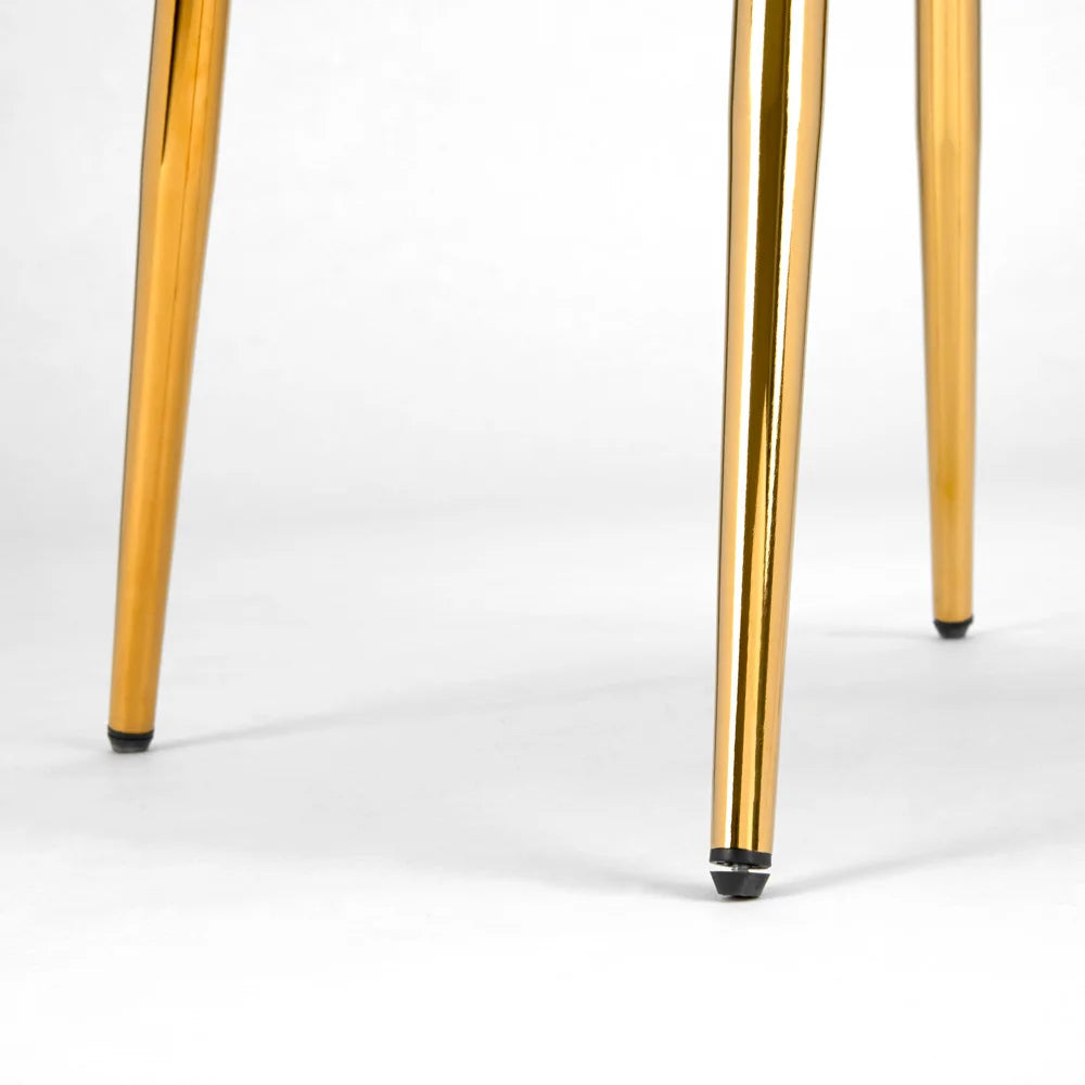 Fortina White Fabric Dining Room Chair with Gold Metal Legs