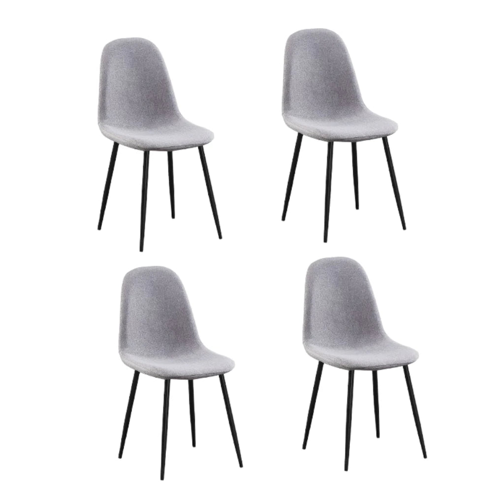 Four grey chairs with black legs