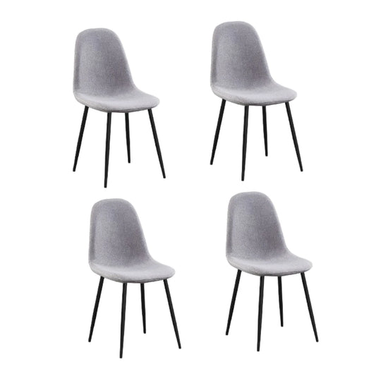 Four grey chairs with black legs