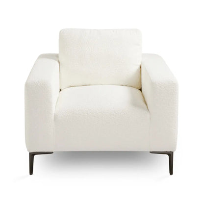 Front view of Franco White Boucle Accent Chair