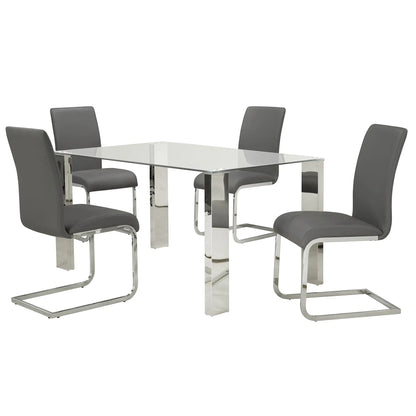 Frankfurt/Maxim 5pc Glass Dining Table Set – Chrome Frame Table