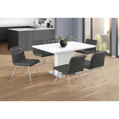 Modern High Glossy White Dining Table, with Chrome-Look Legs