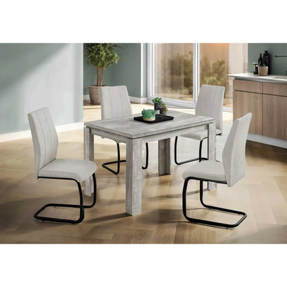 Grey Reclaimed Wood-Look  Dining Table with Block-Style Legs