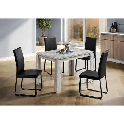 Grey Reclaimed Wood-Look  Dining Table with Block-Style Legs
