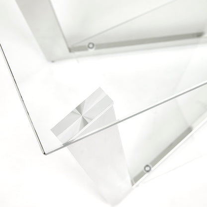 Maison Tempered Glass Console Table with Stainless Steel Frame