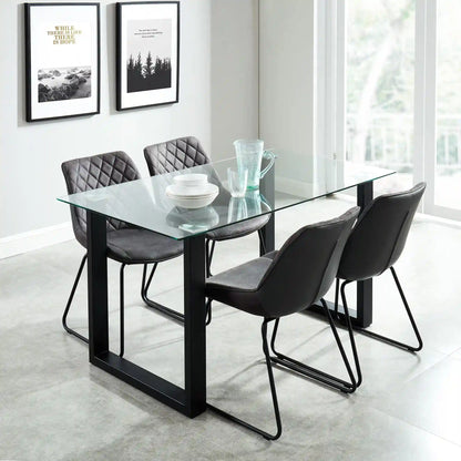 Glass Dining Table for Small Spaces – Franco in Black Metal