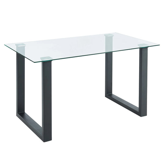 Glass Dining Table for Small Spaces – Franco in Black Metal