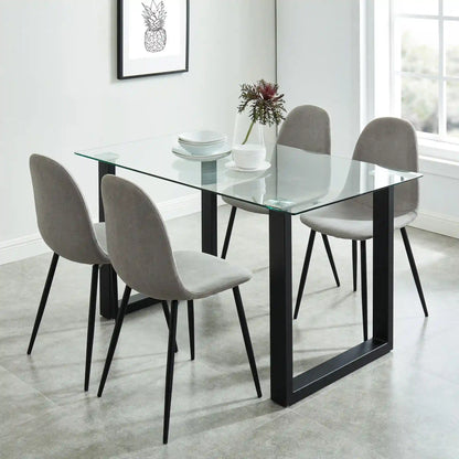 Glass Dining Table for Small Spaces – Franco in Black Metal