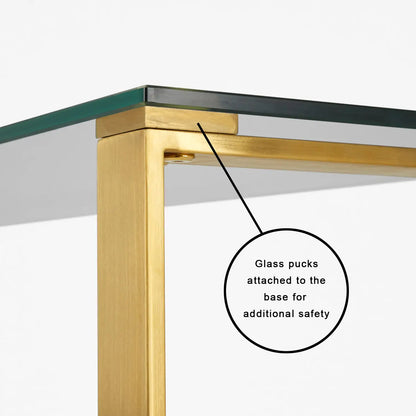 Tempered Glass End Table with Gold Steel Frame -  for Living Room
