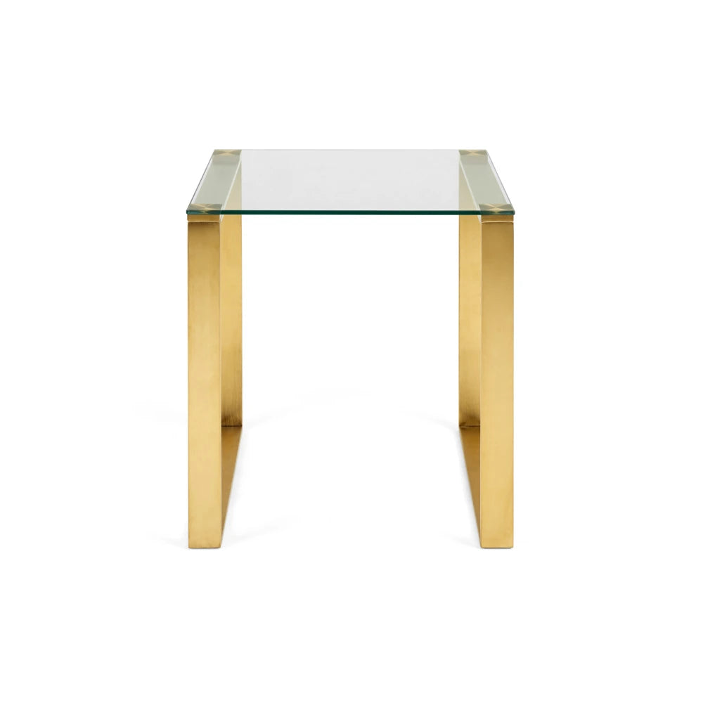 Tempered Glass End Table with Gold Steel Frame -  for Living Room