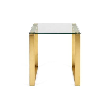 Tempered Glass End Table with Gold Steel Frame -  for Living Room