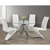 Round Dining table set with four white chairs 
